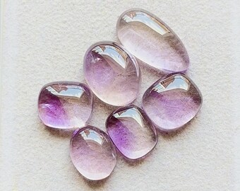 Pink Amethyst Cabochon Loose Gemstone 6 Pieces Lot | Size : 20-12 MM | AAA+ Natural Pink Amethyst Cabochon Lot For Handmade Jewelry - 29126
