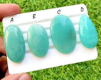 Sea Mist Amazonite Cabochon Loose Gemstone For Jewelry Making, AAA+ Natural Peruvian Amazonite Cabochon For Wire Wrap - 34621-34624