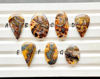 Rare Yellow Marcasite Cabochon Loose Gemstone For Jewelry Making, AAA+ Natural Yellow Marcasite Cabochon Gemstone For Wire Wrap -28128-28134