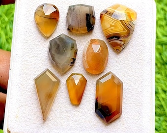 Montana Agate Fancy Cut Mix Shape With Flat Back Gemstone 8 Pieces Lot For Jewelry Making | Size : 20-12 MM | AAA+ Montana Agate Lot - 35544