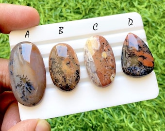 Desert Landscape Collection Dendritic Agate Cabochon For Wire Wrap, Natural Honey Dendritic Agate Gemstones For Jewelry Making -35720-35723