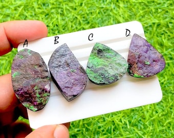 Royal Forest Kammererite Druzy Loose Cabochon For Wire Wrap, AAA+ Natural Purple & Green Sparkle Gemstones For Jewelry Making - 36252-36255