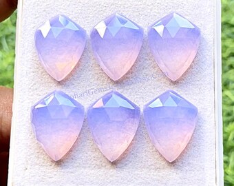 Lavender Quartz Fancy Shield Shape Rose Cut With Flat Back Gemstone 6 Pieces Lot | Size : 20X15 MM | AAA+ Lavender Quartz For Jewelry Making