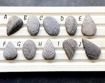 Silver Sheen Obsidian Mughal Carving Cabochon Loose Gemstone For Jewelry, Natural Silver Sheen Obsidian Gemstone For WireWrap -  33568-33577