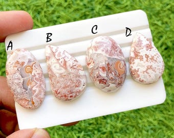 Blush Vein Rosetta Jasper Cabochon For Wire Wrap, AAA+ Natural Pink Line Stone Pear & Oval Cabochons for Jewelry Making - 36431-36434