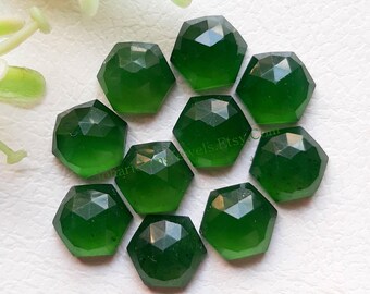 Serpentine Rose Cut 8 MM Hexagon With Flat Back Gemstone 10 Pieces Lot For Jewelry Making, AAA+ Natural Serpentine For Handmade Jewelry
