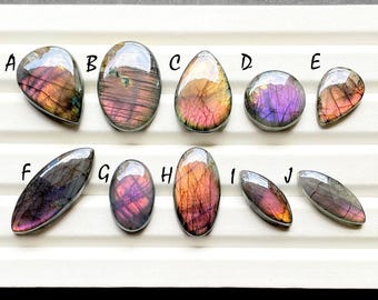 Selected Natural Purple Labradorite Cabochon Loose Gemstone For Jewelry Making, AAA+ Natural Purple Labradorite For Wire Wrap- 27792-27801