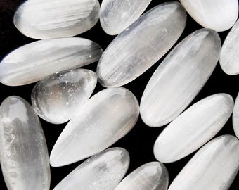 Natural Selenite Cabochon, Wholesale Lot Cabochon By Weight With Different Shapes And Sizes Used For Jewelry Making