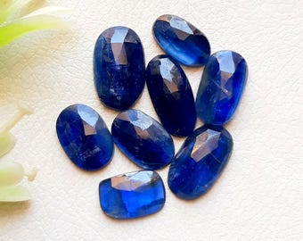 Blue Kyanite 14-10 MM Rosecut Slices 8 Pieces Gemstone Lot For Jewelry Making, AAA+ Natural Blue Kyanite Gemstone With Flat Back - 22789