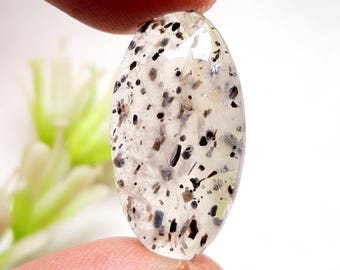 New Black Dot Quartz Cabochon Gemstone For Jewelry Making, Natural Black Dot Quartz For Handmade Jewelry And Wire Wrap - 25613-25616