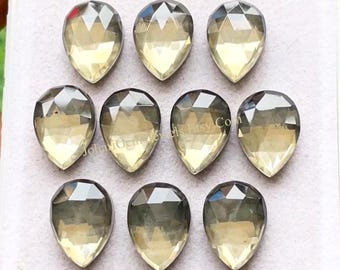 Golden Pyrite And Crystal Doublet 10X14 MM Pear Shape Rosecut Gemstone 10 Pieces Lot With Flat Back For Handmade Jewelry Making