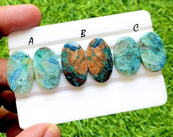 NEW Shattuckite Pair Cabochon Loose Gemstone For Jewelry Making, AAA+ Natural Shattuckite Matching Pair Cabochon For Earrings - 36141-36143