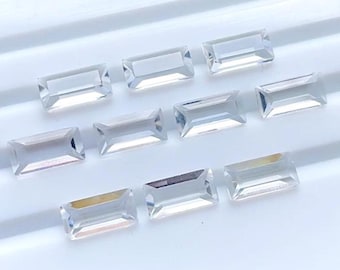 Natural Clear Quartz 5X10 MM Faceted Rectangle Shape With Pointed Back Gemstone 10 Pieces Lot For Jewelry Making