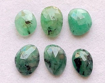 Natural Columbian Emerald Rose Cut Loose Gemstone 6 Pieces Lot | Size 14-12 MM | Natural Emerald Rose Cut For Handmade Jewelry - 17409