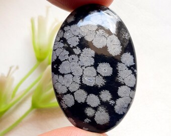 Snowflake Obsidian Cabochon Loose Gemstone For Jewelry Making, AAA+ Natural Snowflake Obsidian Gemstone Cabochon For Wire Wrap - 25720-25723