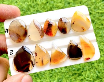 NEW Yellowstone River Montana Agate 5 Pieces Cabochon Lot For Jewelry Making, AAA+ Montana Agate Cabochon For Handmade Jewelry - 37751-37752