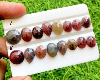 Natural Wonder Sapphire Rosecut Gemstone Lot, Multicolor Rose Cut Sapphire Gemstones, Loose Sapphire Stones For Jewelry Making - 36498-36499