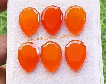 Carnelian Fancy Cut 13X18 MM Pear Shape With Flat Back Gemstone 6 Pieces Lot For Jewelry Making, AAA+ Natural Gemstone For Handmade Jewelry