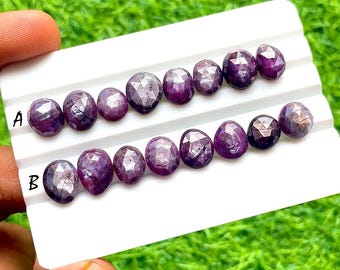Rare Purple Star Sapphire Rosecut Gemstone With Flat Back 8 Pieces Lot For Jewelry Making, AAA+ Natural Sapphire Gemstone Lot - 27533-27534
