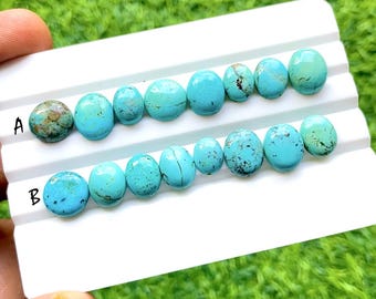 Natural Arizona Turquoise Cabochon Gemstone With Flat Back 8 Pieces Lot For Jewelry Making, Arizona Turquoise Gemstone Lot - 27415-27416