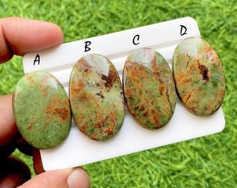 Rust Forest Opal Cabochon For Wire Wrap, AAA+ Natural Green Opal Cabochons, Natural Earth Tone Gemstone, Jewelry Making Stones - 35599-35602