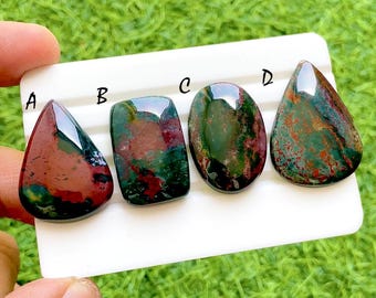 New Blood Stone Cabochon Loose Gemstone For Jewelry Making, AAA+ Natural Blood Stone Cabochon Gemstone For Wire Wrap - 38133-38136