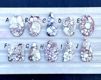 White Magnesite Wild Horse Jasper Cabochon Loose Gemstone, AAA+ Natural Wild Horse Gemstone For Handmade Jewelry And Wire Wrap - 34419-34428