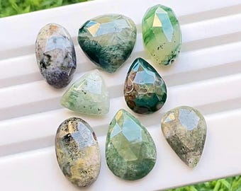 Ocean Jasper Rose Cut Loose Gemstone 8 Pieces Lot For Jewelry Making | Size : 19-12 MM |  AAA+ Natural Ocean Jasper Gemstone Lot - 22624