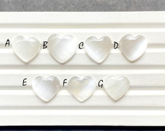 SELENITE Heart Shape Loose Gemstone For Jewelry Making, AAA+ Selenite Heart Shape Cabochon For Handmade Jewelry And Wire Wrap - 25995-26001