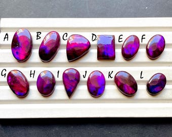 Selected Dyed Purple Labradorite Cabochon Loose Gemstone For Jewelry Making, AAA+ Dyed Purple Labradorite For Wire Wrap - 33712-33723