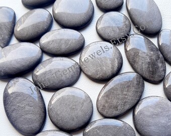 Silvershine Obsidian/ Sheen Obsidian Wholesale Lot Cabochon By Weight With Different Shapes And Sizes Used For Jewelry Making