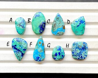 New Blue Bird Azurite Cabochon Loose Gemstone For Jewelry Making, AAA+ Natural Blue Bird Azurite For Handmade Jewelry - 30679-30686