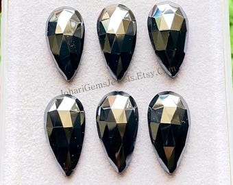 New Hematite 10x20 MM Pear Shape Rose Cut With Flat Back Gemstone 6 Pieces Lot For Jewelry, AAA+ Natural Hematite Used For Handmade Jewelry