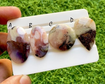 Blush Blossom Mist Agate Loose Cabochon For Wire Wrap, Soft Pink Plume Gemstone, Natural Designer Gemstone For Jewelry Making - 37460-37463