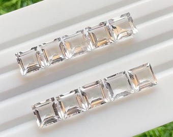 Clear Quartz 8 MM Faceted Square Shape With Pointed Back Gemstone 10 Pieces Lot For Jewelry Making, AAA+ Clear Quartz For Handmade Jewelry