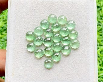 Green Kyanite 6 MM Round Shape Smooth Cabochon Loose Gemstone 15 Pieces Lot For Jewelry Making, AAA+ Natural Green Kyanite With Flat Back