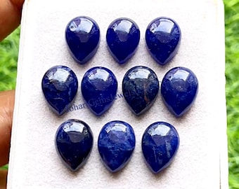 SODALITE 10x14 MM Pear Shape Smooth Cabochon Gemstone 10 Pieces Lot, AAA+ Natural Sodalite Pear With Flat Back For Handmade Jewelry