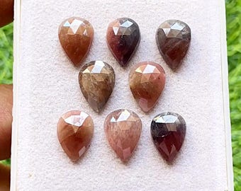 Wonder Sapphire 10x14 MM Pear Shape Rose Cut Calibrated Loose Gemstone 8 Pieces Lot, Natural Sapphire Rose Cut For Jewelry Making - 18631