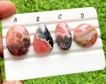 Sunset Veil Rhodochrosite Cabochon Loose Gemstone For Jewelry Making, AAA+ Natural Pink Rhodochrosite For Wire Wrap - 35306-35309