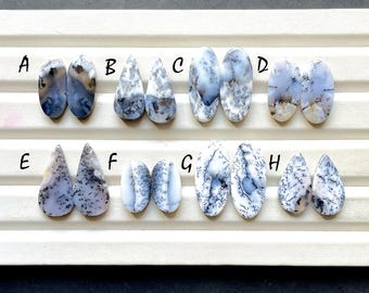 Beautiful Dendritic Opal Pair Cabochon Loose Gemstone For Jewelry Making, Natural Dendritic Opal Matching Pair For Earrings - 32095-32102