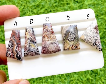 New Fordite Crazy Lace Agate Cabochon Set For Wire Wrap, Natural Fordite Crazy Lace Pattern Gemstone, Jewelry Making Supply - 38158-38162