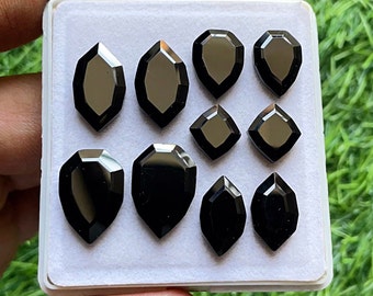 Black Spinel Fancy Shape Pair With Flat Back Gemstone 5 Pairs Lot | Size : 12-19 MM | AAA+ Natural Black Spinel Used For Jewelry Making