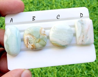 Emerald Vein Opal Cabochon Losse Gemstone For Jewelry Making, AAA+ Natural Green Lining Opal Scenic Cabochons For Wire Wrap - 35410-35413