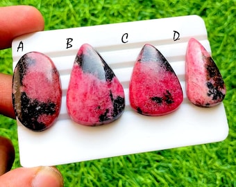New Rhodonite Cabochon Loose Gemstone For Jewelry Making, Natural Rhodonite Gemstone For Handmade Jewelry And Wire Wrap - 34818-34821