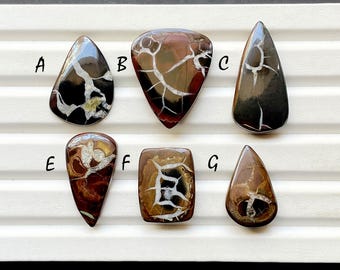 Black Septarian Cabochon Loose Gemstone For Jewelry Making, AAA+ Natural Black Septarian For Handmade Jewelry And Wire Wrap - 29008-29013