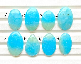 Blue Hemimorphite Cabochon Loose Gemstone For Jewelry Making, AAA+ Natural Rare Blue Hemimorphite Cabochon For Wire Wrap - 25459-25466