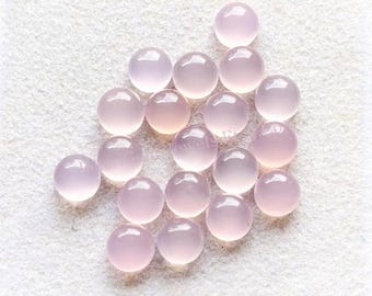 New Lavender Chalcedony 6 MM Round Shape Smooth Cabochon Gemstone 15 Pieces Lot, AAA+ Natural Chalcedony With Flat Back For Jewelry Making