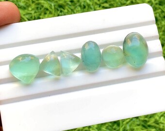 Green Fluorite Cabochon Loose Gemstone 6 Pieces Lot | Size 17-11 MM | AAA+ Natural Green Fluorite For Jewelry Making- 30740