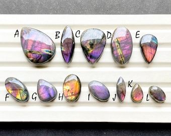 Selected Natural Purple Labradorite Cabochon Loose Gemstone For Jewelry Making, AAA+ Natural Purple Labradorite For Wire Wrap - 27802-27813