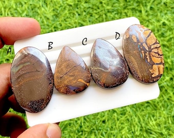 SELECTED Boulder Opal Cabochon For Wire Wrap, Natural Ironstone Fire Veins Brown Sparkle Gemstones For Jewelry Making - 36128-36131